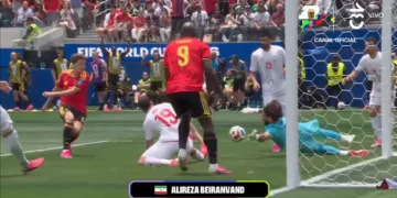 Captura de Chilevisión de partido entre Irán y Bélgica con relato de Fernando Solabarrieta